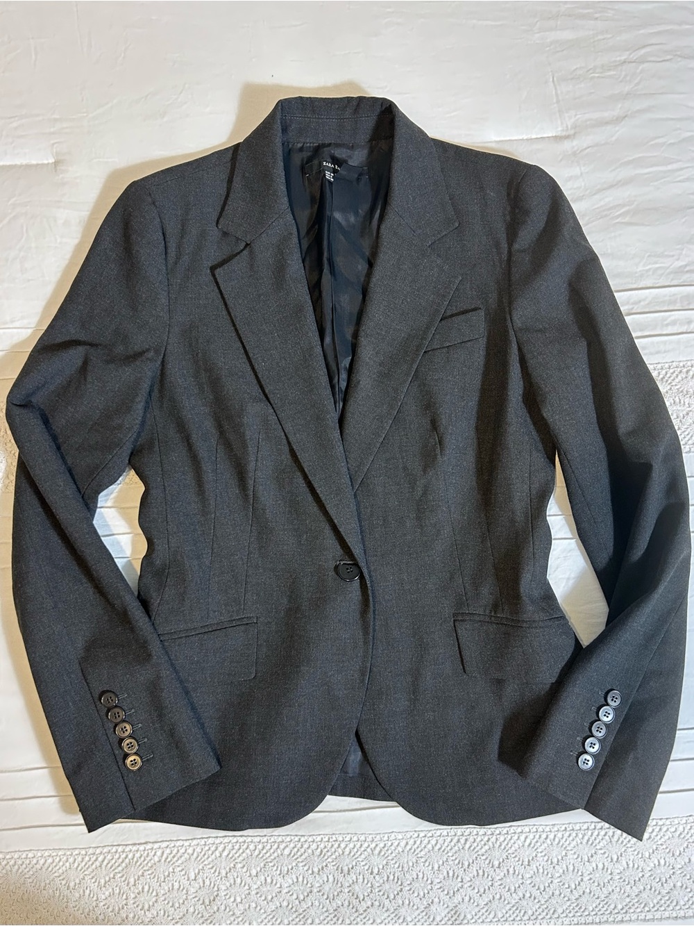 Zara Dark Charcoal Single-Button Women's Blazer Size M(8) - Picture 2 of 6